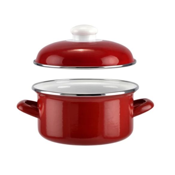 Emailtovaný hrniec Perfect Home Burgundy s pokrievkou (18 cm) – Klasické kuchynské riady 14213