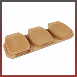 Sada drevených tanierov 6+1 kocka ART 145471