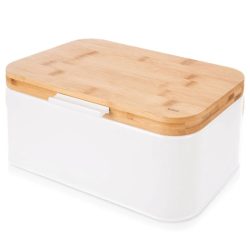   Kovový chlebník WHITELINE – 30 x 19,5 x 14,5 cm, biela farba 152465