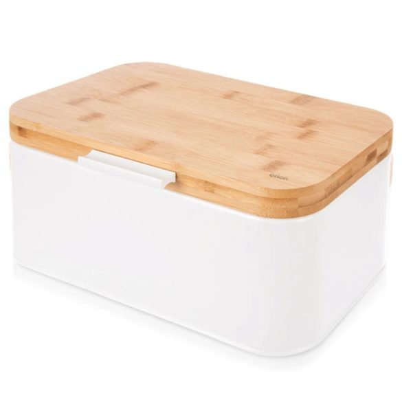 Kovový chlebník WHITELINE – 30 x 19,5 x 14,5 cm, biela farba 152465