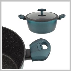   Perfect Home Sea Line nepriľnavý hliníkový hrniec s skleneným pokrievkou 24 cm, 4L, indukčný 15250