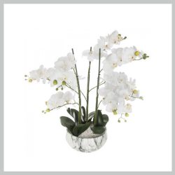 Umelá orchidea v kvetináči, 65 cm – biela 155640