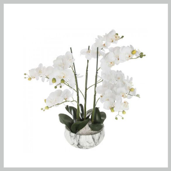 Umelá orchidea v kvetináči, 65 cm – biela 155640