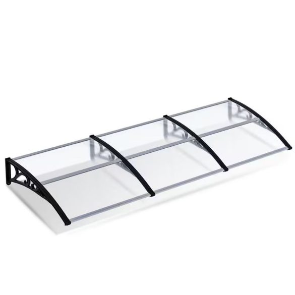 Priehľadná polykarbonátová strieška 300 x 100 cm prémiová vstupná ochrana proti dažďu 156Q36V24