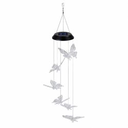   Záhradná lampa s motýľovým zvončekom na solárny panel – 66 cm 16028