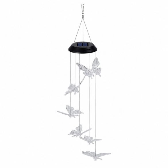 Záhradná lampa s motýľovým zvončekom na solárny panel – 66 cm 16028