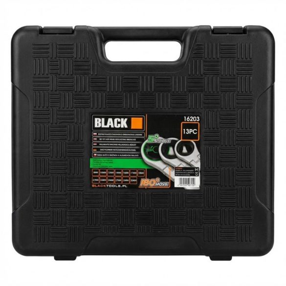 Sada 13-dielnej skrutkovačovej hviezdicovej a vidlicovej kľúče s ohybnou hlavou BLACK 16203