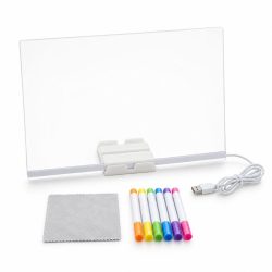   LED kresliaca tabuľa 29 × 20 cm – so 7 farebnými fixkami, s USB káblom 16504