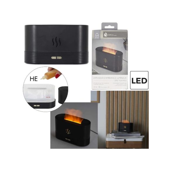 LED zvlhčovač a aromaterapeutický difuzér s efektom plameňa 172-0VE6068
