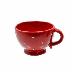 Keramický hrnček na čaj s červenými bodkami 17930