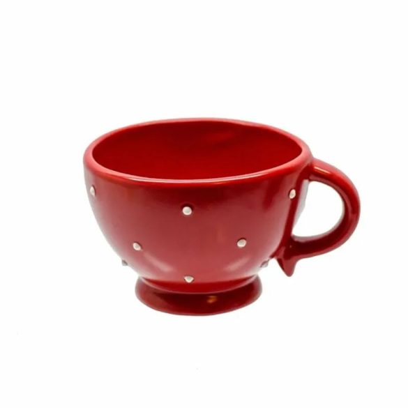 Keramický hrnček na čaj s červenými bodkami 17930