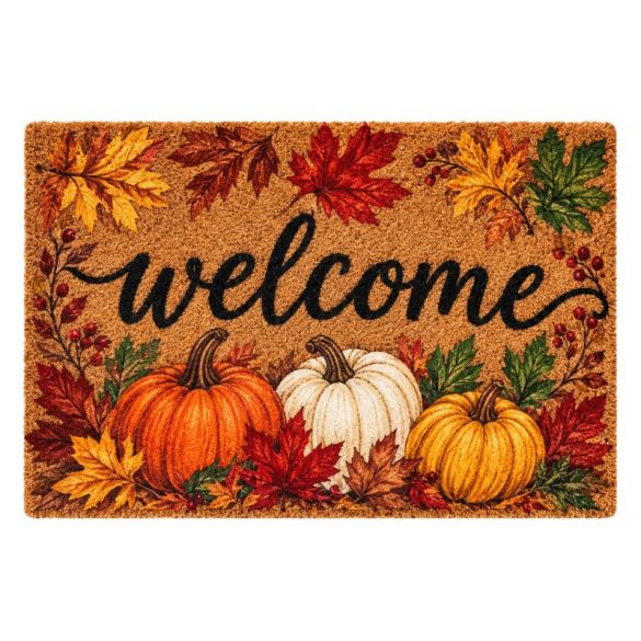 Jesenná rohož s motívom tekvice a javorového listu s nápisom „Welcome“, 60 × 90 cm 17M2W683KX-3