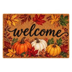   Jesenná rohožka s motívom tekvice a javorového listu s nápisom „Welcome“, 40 × 60 cm 17M2W683KX