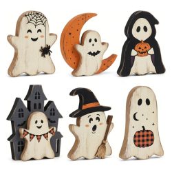   6-dielna sada halloweenských drevených dekorácií 19M1364KQV