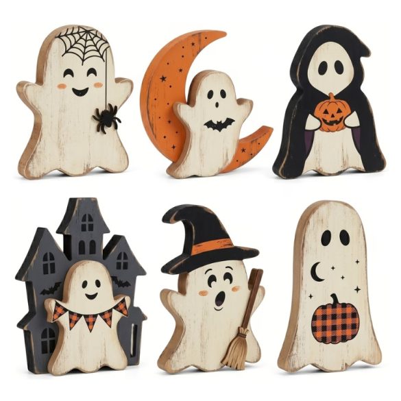 6-dielna sada halloweenských drevených dekorácií 19M1364KQV