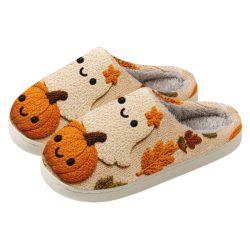   Unisexové domáce papuče s halloweenským motívom tekvice a ducha, v rôznych veľkostiach 19M8X6VX27
