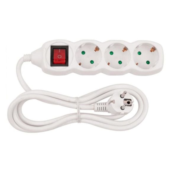 Predlžovací kábel Strend Pro DG-803BK – 5 metrov, biely, s vypínačom 2130006