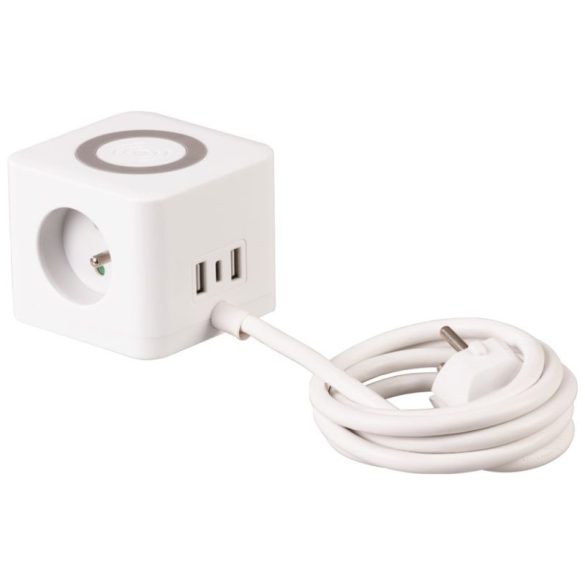 Strend Pro stolná rozbočovačka v tvare kocky – 1,4 metra, s bezdrôtovým nabíjaním a USB portmi 2130077