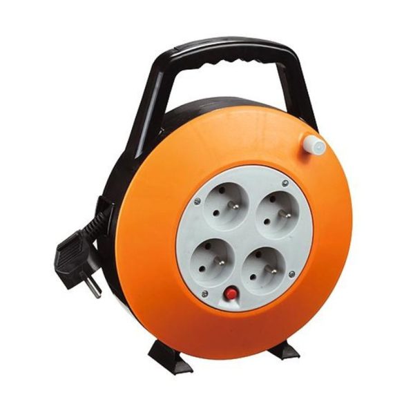 Predlžovací kábel Strend Pro CR040 s navíjacím bubnom – 7,5 metra, oranžový 213031