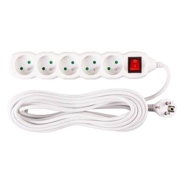 Predlžovací kábel DG-F805BK – 10 metrov, biely, s vypínačom 213348
