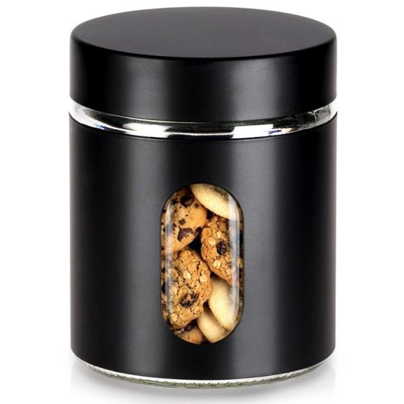 Čierna matná sklenená nádoba so skrutkovacím viečkom (650 ml) 229273