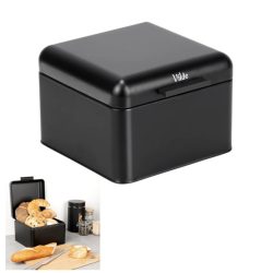 Kovový chlebník s vekom, čierny, 22 cm 229306