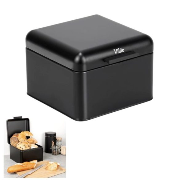 Kovový chlebník s vekom, čierny, 22 cm 229306