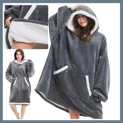 Nadmerný sveter a deka v jednom, sivá farba 24558_SZ