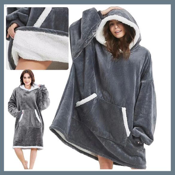 Nadmerný sveter a deka v jednom, sivá farba 24558_SZ