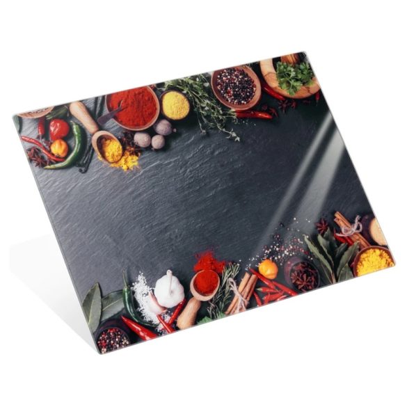 Rezná doska z tvrdeného skla s bylinkovým vzorom – 40 × 30 cm 259504