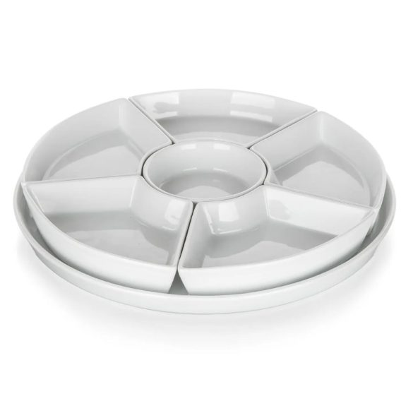 BIANCA 7-dielna porcelánová servírovacia sada – 28 cm, biela 267313