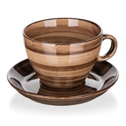   Keramický šálka PALAS s tanierikom, 290 ml – hnedá 267595