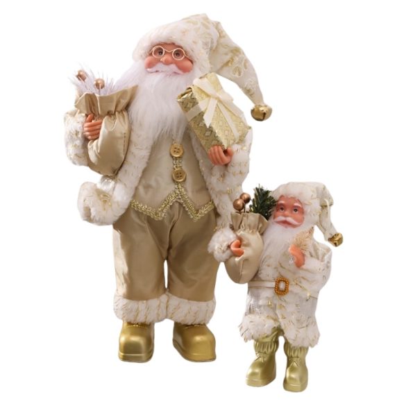 Dekoračné figúrky Santa Clausa, bielo-zlaté, 28 cm / 18 cm 27MV66G3V6