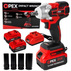   OPEX TOOLS akumulátorový rázový skrutkovač 21 V 350 Nm s 2 akumulátormi 28009