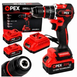   OPEX TOOLS akumulátorová vŕtačka s príklepom 21 V s 2 akumulátormi 28011