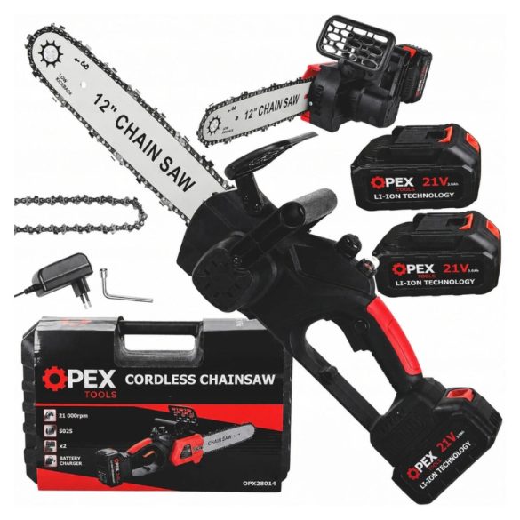 OPEX Tools OPX28014 akumulátorová reťazová píla 12”, 2×21 V 3,0 Ah 28014