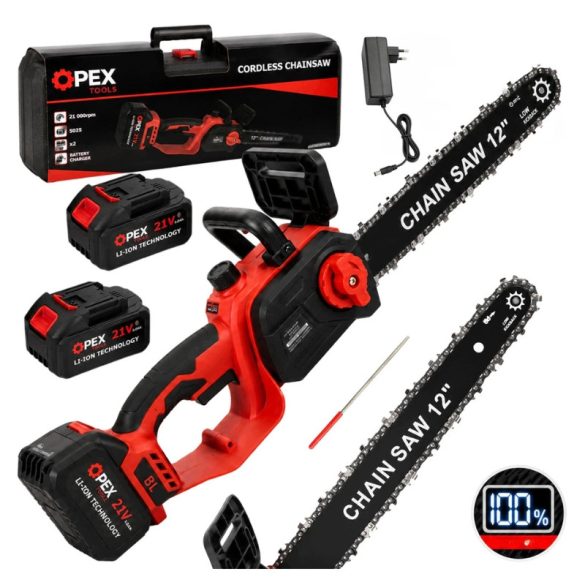 OPEX Tools OPX28015 akumulátorová reťazová píla 12”, 2×21 V 3,0 Ah 28015