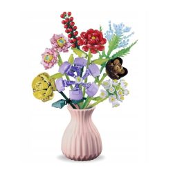   709-dielna stavebnicová sada Flower Cube – zmiešaná kytica kvetov a ružová váza 297466