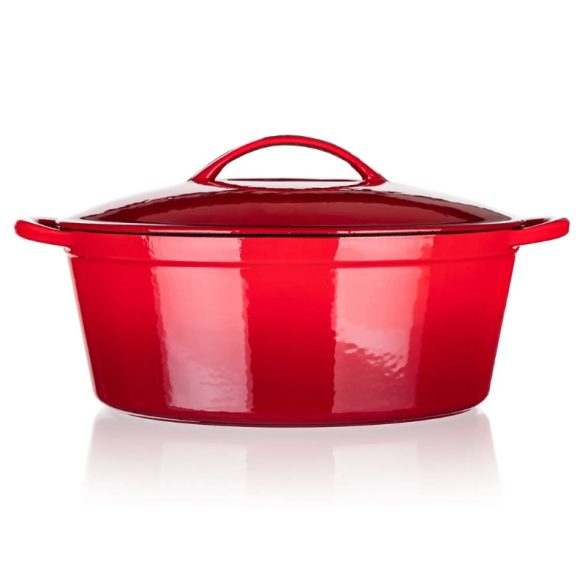 EXCELLENT smaltovaná liatinová zapekacia misa s vekom, 6,7 l – červená 326067