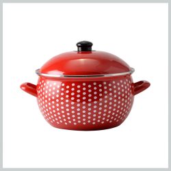   Perfect Home Červený bodkovaný smaltovaný hrniec 18 cm + pokrievka 33003