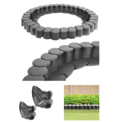 Záhradný obrubník 410 cm, 32 ks, sivý 351008-G