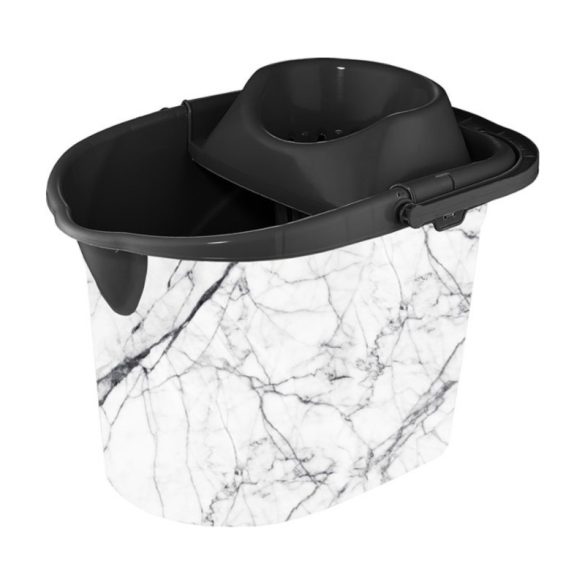 Plastový vedro na mop, s bielym mramorovým vzorom, 13 l, 4060015-2