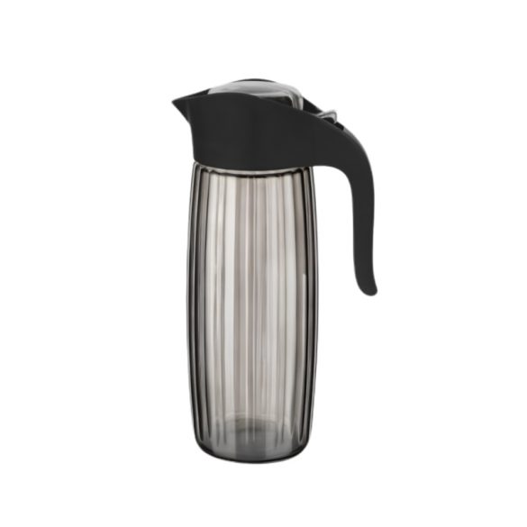 Qlux Prémium sklenená kanvica s plastovým viečkom a uchom – dymovo sivá / čierna (1,6 l) 4120221