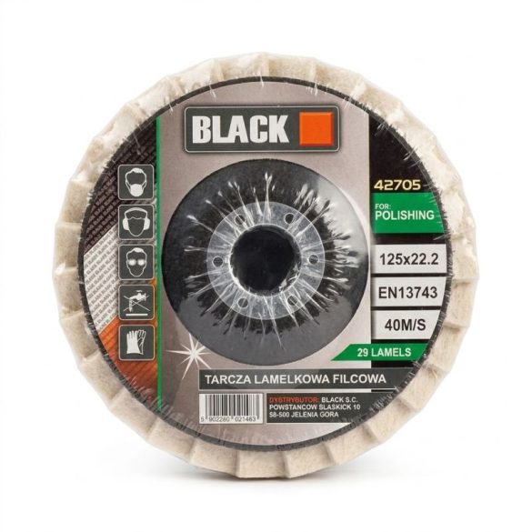 Čierny leštiaci lamellový plstený kotúč 125 mm 42705
