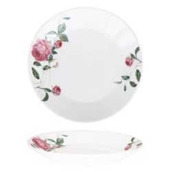   Opalový plochý dezertný tanier s ružovým vzorom 19 cm 481425