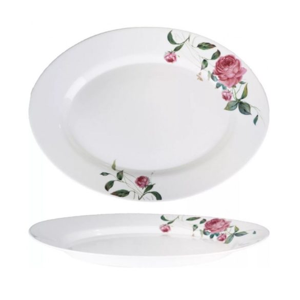 Oválny tanier Opál s ružovým vzorom 35x25 cm 481456
