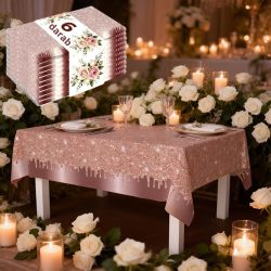   Jednorazové obrusy v ružovo-zlatej farbe, 6 ks, 180 x 108 cm, 48M525238Q
