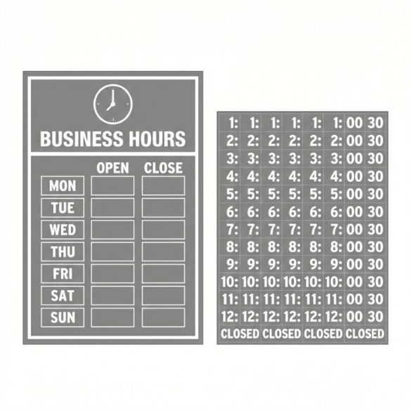 2-dielna sada nálepiek s otváracími hodinami – odolná voči UV žiareniu, priehľadný vinyl 4QM235W75X