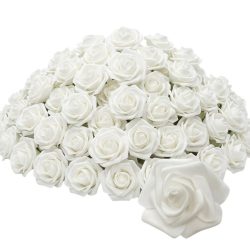   Prémiová dekoratívna sada bielych umelých ružových hláv – balenie po 100 kusoch 52M1G56899