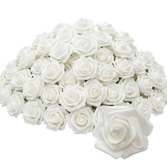 Prémiová dekoratívna sada bielych umelých ružových hláv – balenie po 100 kusoch 52M1G56899